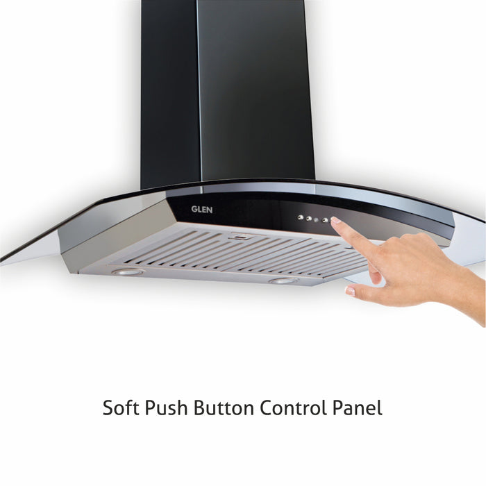 Curved glass Kitchen Chimney with soft push button control panel