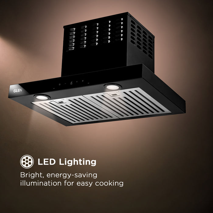 Wall Mounted Duct Free Kitchen Chimney Plug & Clear with Baffle filters 60cm 1100 m3/h -Black (CH6052DFMSBFBL60)