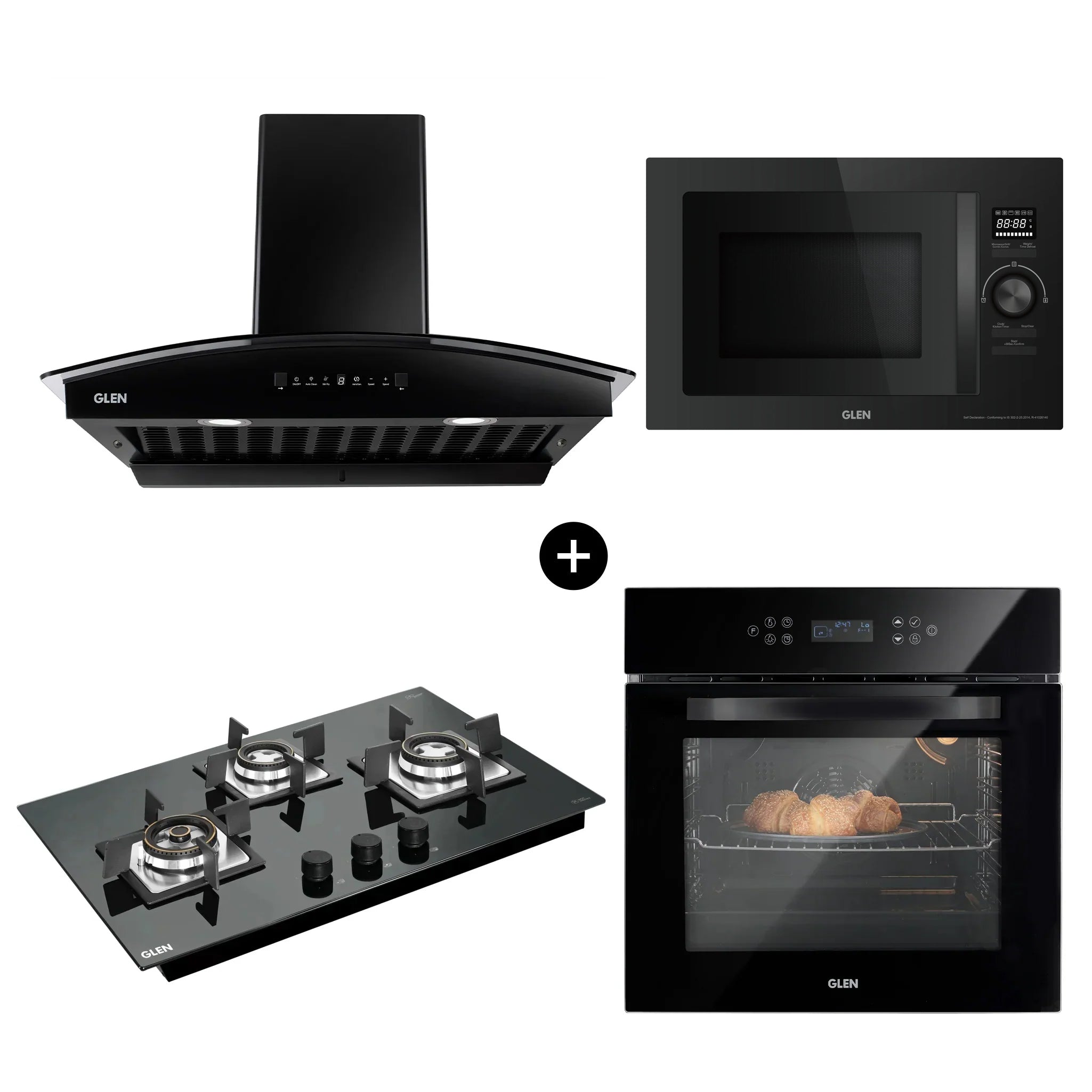 Built-In-Oven (BO-652MRT) + Built-in-Microwave 25L (MO-674CONBL) + Built in Hob (BH1073SQHTMTR) + Cooker Hood 6069 HSR BL BLDCAC 90cm (CH6069HSRDCAC90)