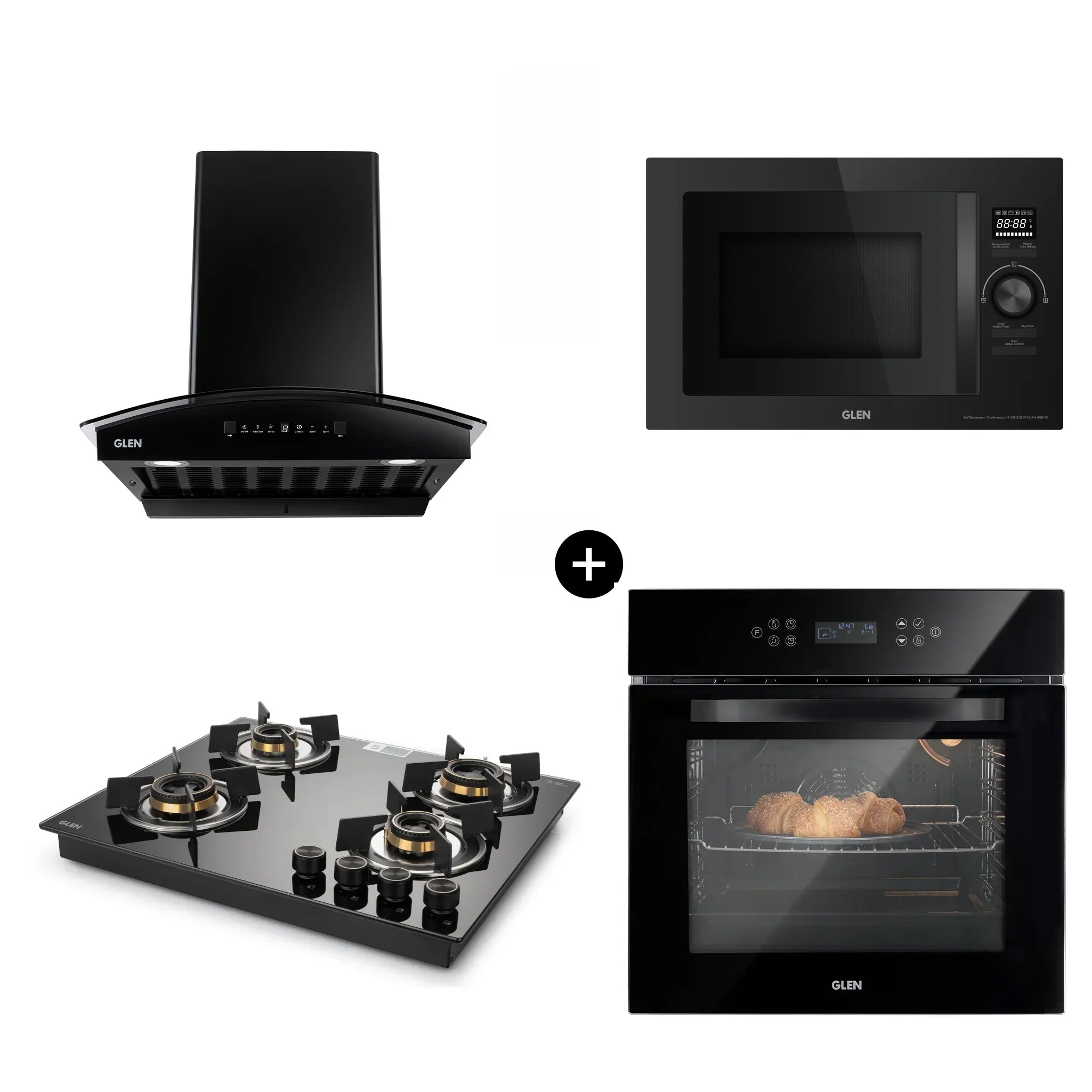 Built-In-Oven (BO-652MRT) + Built-in-Microwave 25L (MO-674CONBL) + Built In HobTop (BH1064ROHTTDB) + Cooker Hood 6069 HSR BL BLDCAC 60cm (CH6069HSRDCAC60)