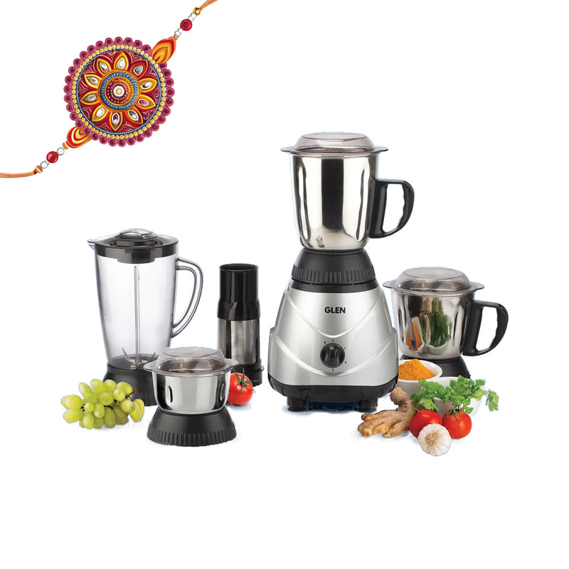 Mixer Grinder 750W 100% Copper Motor, 1 Transparent Jar, 3 Stainless Steel Jars, - Silver (4022 PLAT PLUS)