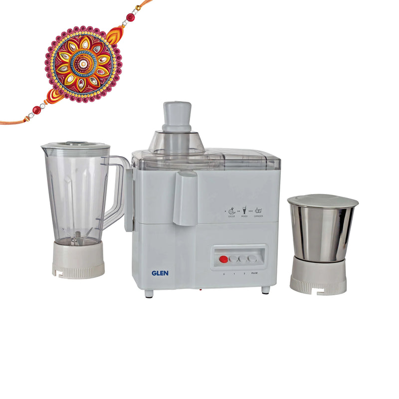 3-in-1 Juicer Mixer Grinder 500W with 1 Transparent Liquidiser, 1 Stainless Steel Grinder Jars - White (4010)