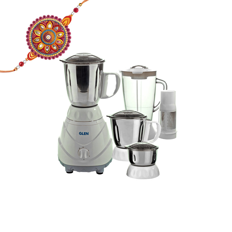 Mixer Grinder 750W 100% Copper Motor, 1 Transparent Jar, 3 Stainless Steel Jars, - White (4022 PLUS)