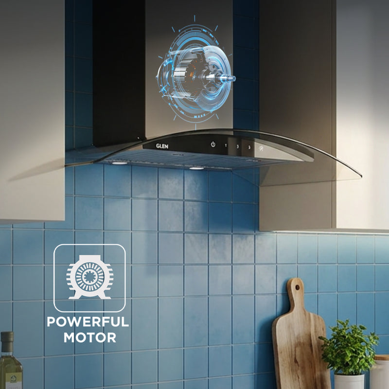 Kitchen Chimney Curved Glass with Touch Sensor Baffle filter 90cm 1250 m3/h - Silver (6071 TS 90)