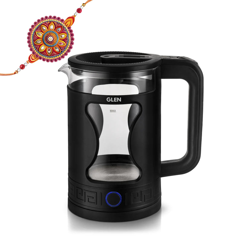 Electric Glass Kettle 1.5 Litre with 360° Rotational Base, Auto Shut-off, 1500 W (SA9003BL)