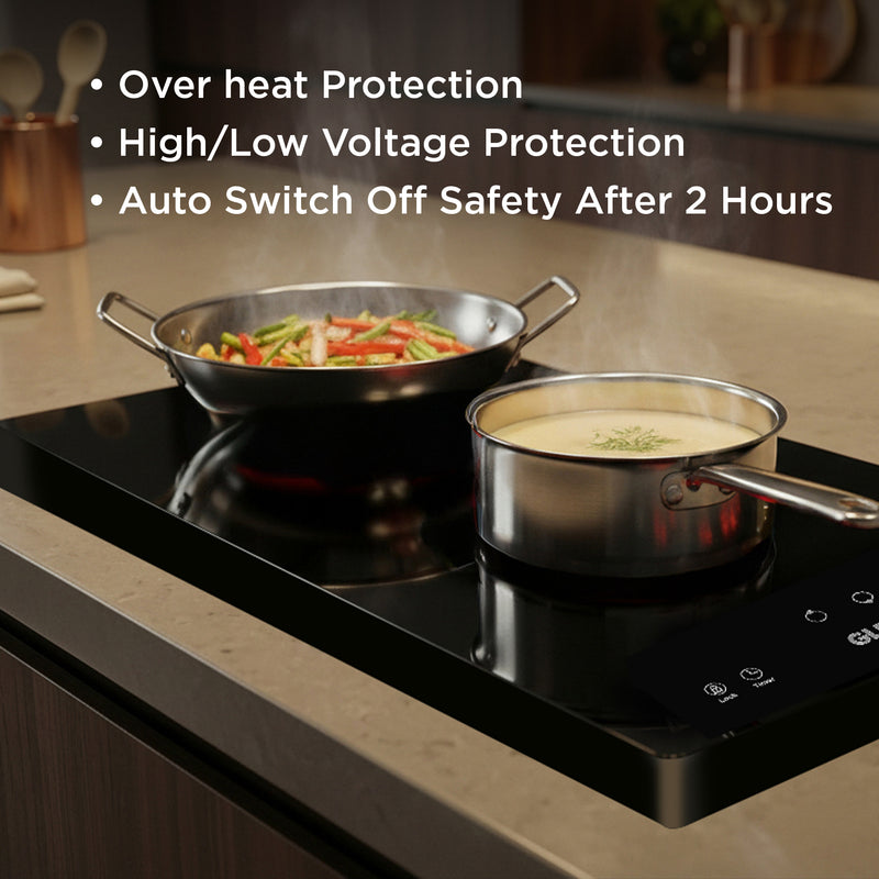 2 Zone Induction Hob Top 9 Power Levels with Touch Control & Timer Function (BH1017HTIC2Z)