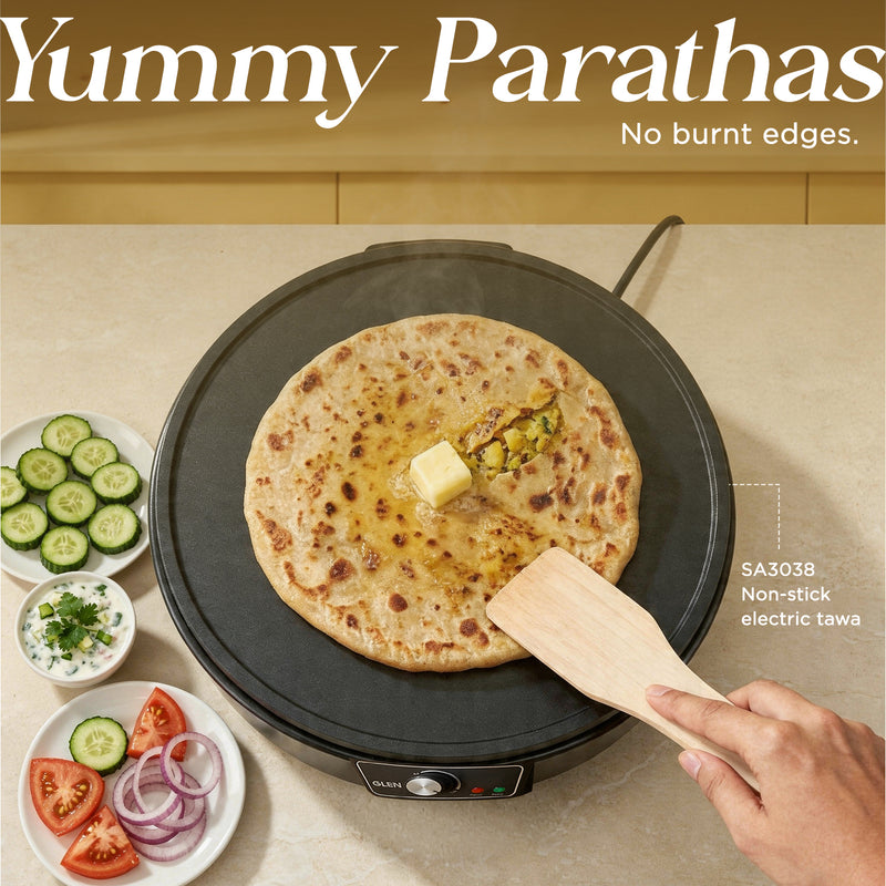 Electric Tawa for Dosa, Chilla 30cm Non-Stick Cooking Plate, Temperature Control - Black (SA3038)