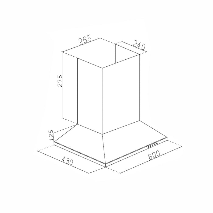 Pyramid-shaped Electric Kitchen Chimney dimensions