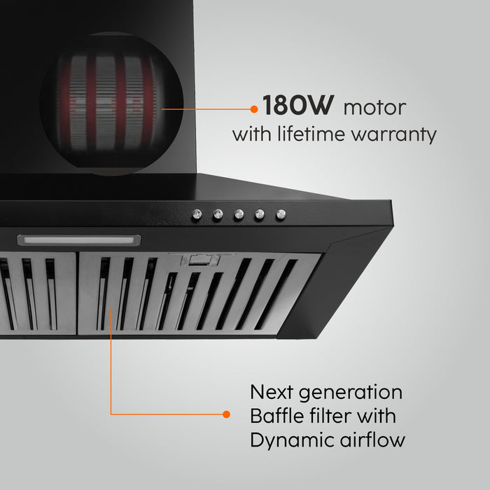 Pyramid shaped Electric Kitchen Chimney with baffle filter and  lifetime warrently of 180 watt motor