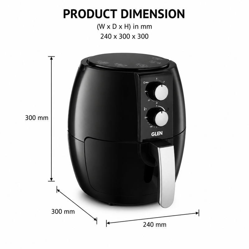 Electric Rapid Fryer 3.8 Litres, 1350W, Temperature Control, Removable Frying Basket - Black (3048)