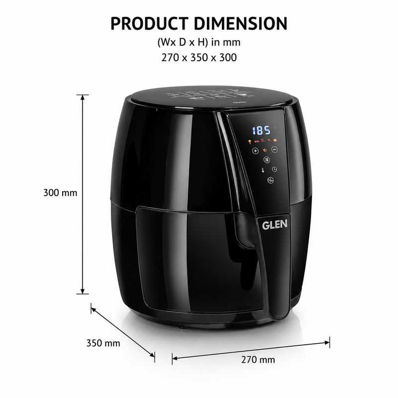 Air Fryer, 5.0 Litre Digital Controls, 6 Pre Set Menu Timer, Temperature Control, 1500W -Black (SA3041DIGI)