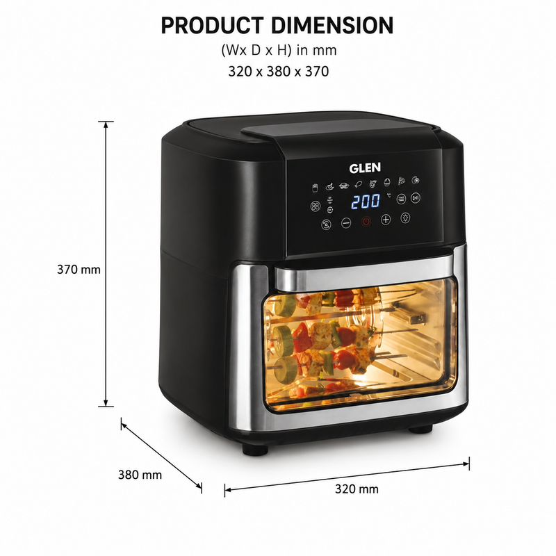 Digital Air Fryer, 12 Litre Capacity, 8 Pre Set Menu, Time and Temperature Control, 2000W - (SA 3040 DSS)