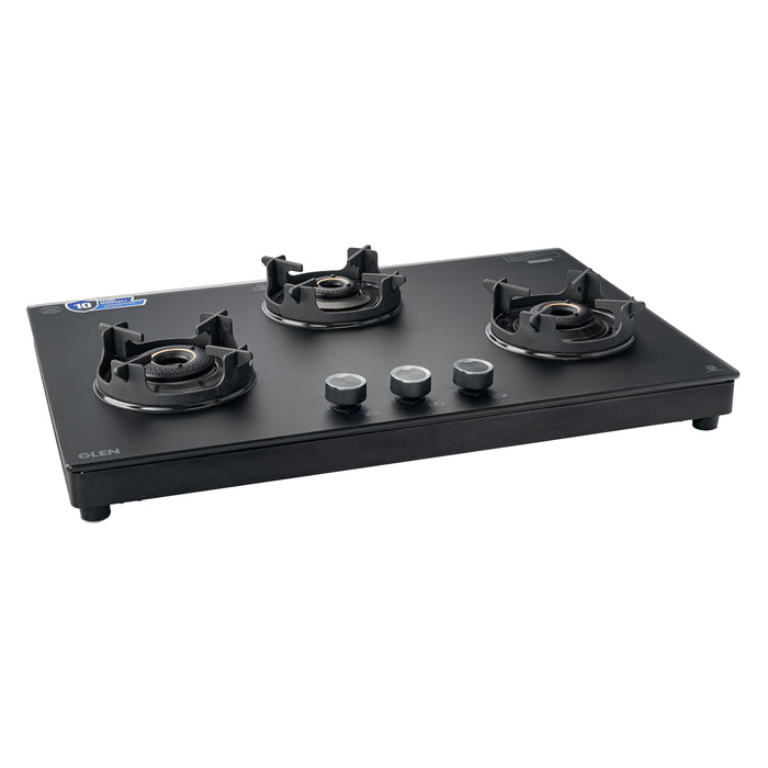 3 Burner Ultra Slim Matt Glass LPG Stove with High Flame Forged Brass Burner (CT1037USMG)