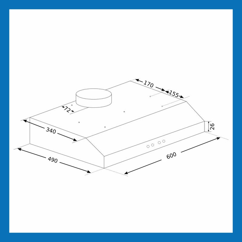 Straight Line Kitchen Chimney dimansions