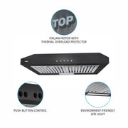 Straight Line Kitchen Chimney  with italian motor, push button control and eco-friendly led light