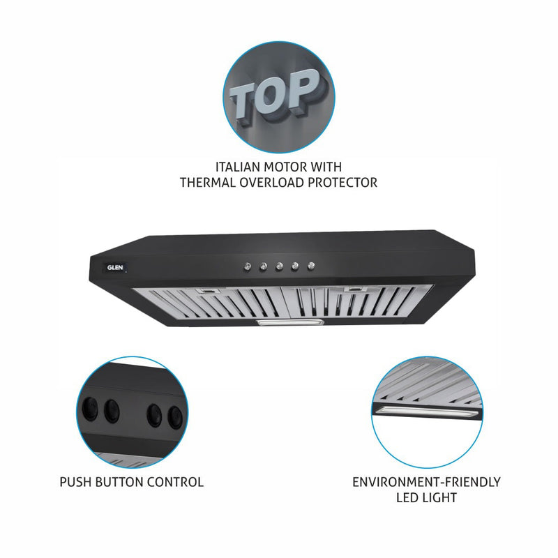 Straight Line Kitchen Chimney  with italian motor, push button control and eco-friendly led light