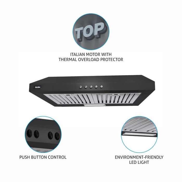 Straight Line Kitchen Chimney  with italian motor, push button control and eco-friendly led light