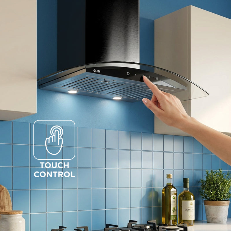 Kitchen Chimney Curved Glass with Touch Sensor Baffle filter 90cm 1250 m3/h - Silver (6071 TS 90)