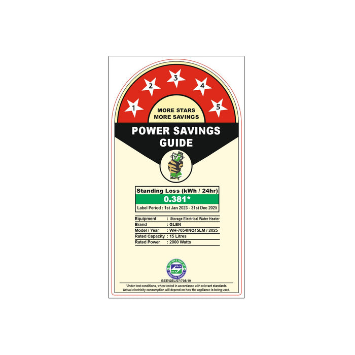 Water Heater 2000W 8 Bar Pressure Glasslined Element and Tank, Temperature control (7054 IN) - 10L/15L/25L