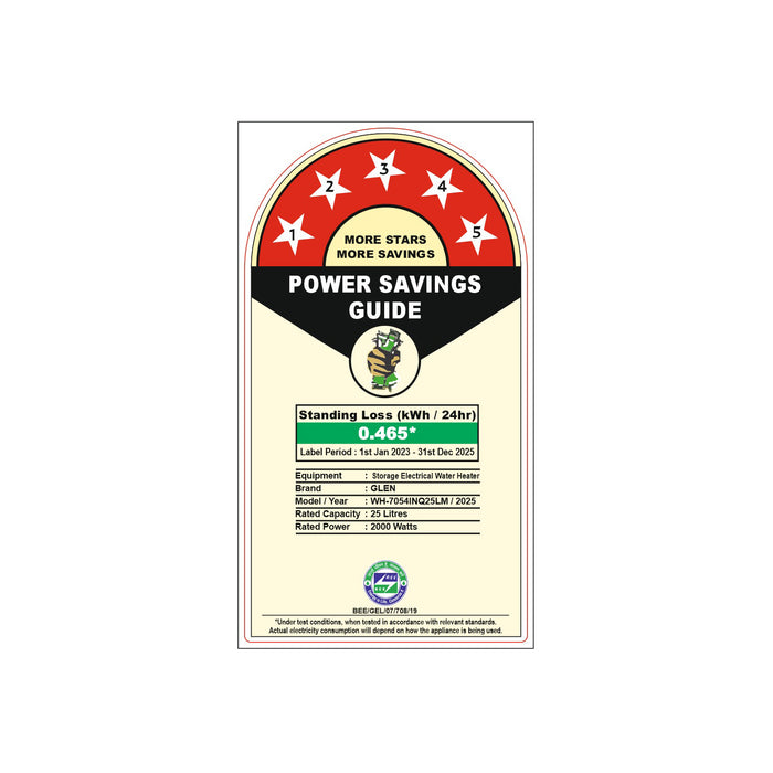 Water Heater 2000W 8 Bar Pressure Glasslined Element and Tank, Temperature control (7054 IN) - 10L/15L/25L