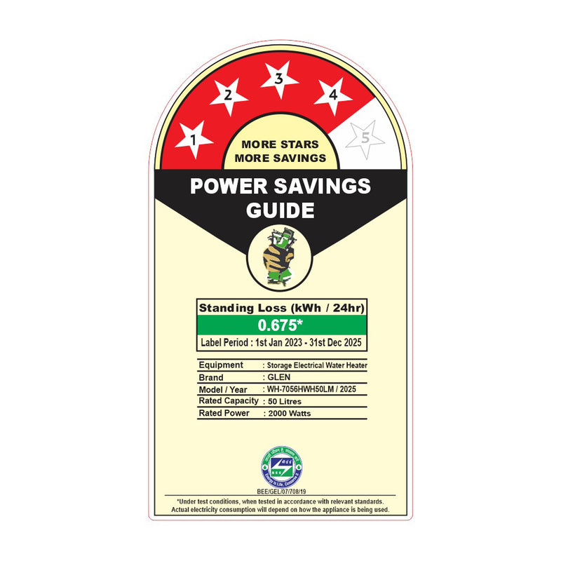 Water Heater Rating, 35/50 Litre 2000W 8 Bar Pressure Glasslined Element and Tank, Temperature control (7056)