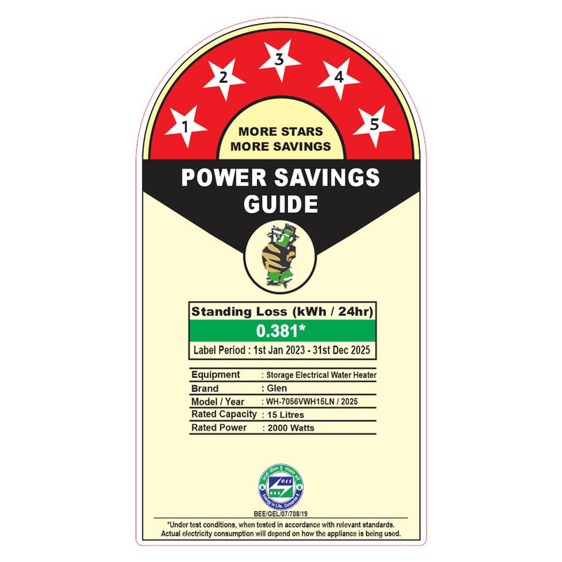 Water Heater 15 Litre 2000W 8 Bar Pressure Glasslined Element and Tank, Temperature control (7056)