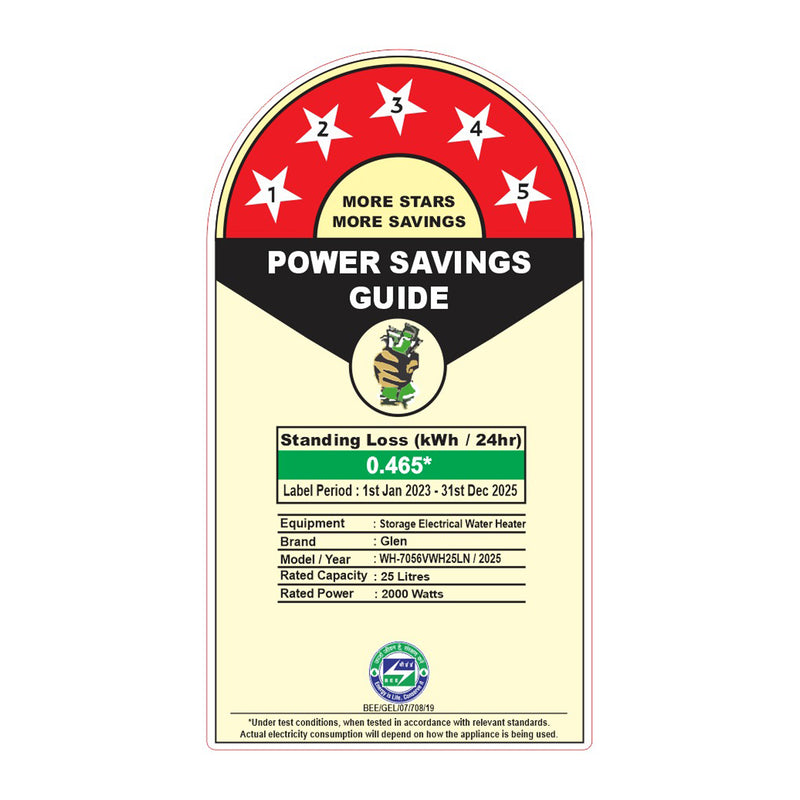 Water Heater 25 Litre 2000W 8 Bar Pressure Glasslined Element and Tank, Temperature control (7056)