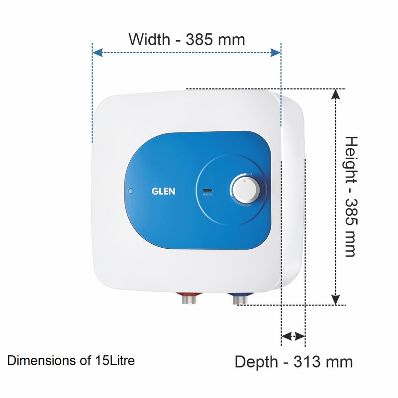Water Heater 2000W 8 Bar Pressure Glasslined Element and Tank, Temperature control (7054) - 15L