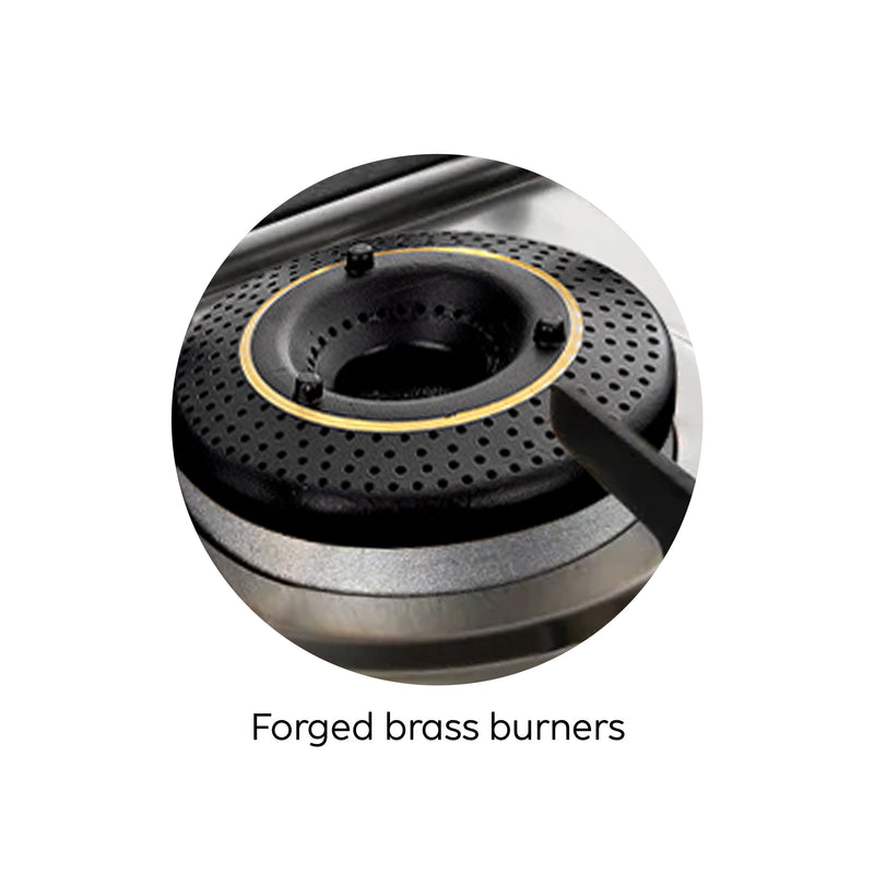4 Burner Ultra Slim Glass Gas Stove 1 High Flame 3 Forged Brass Burner - Manual / Auto Ignition (CT1047USBL)