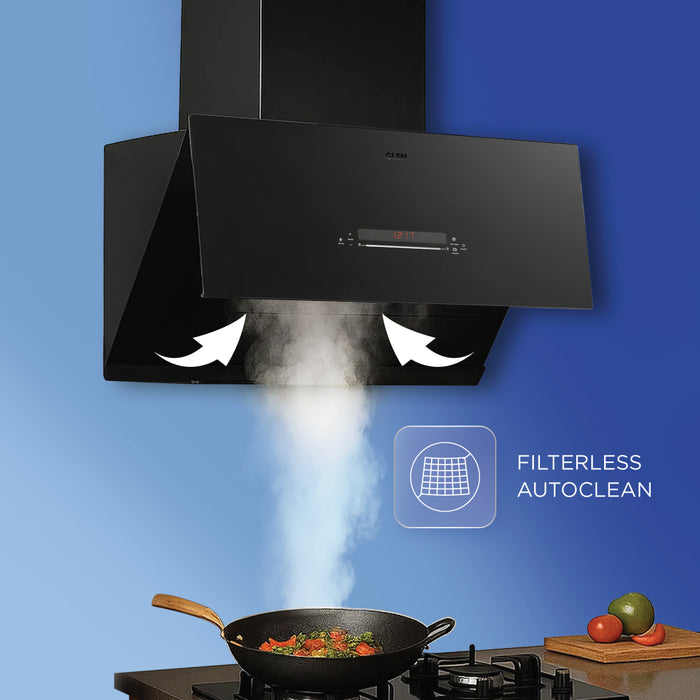 Auto Clean Matt Glass Filterless Chimney with Inverter Technology, BLDC Motor 60/75/90cm 1600 m3/h - (CH6074MGAC)