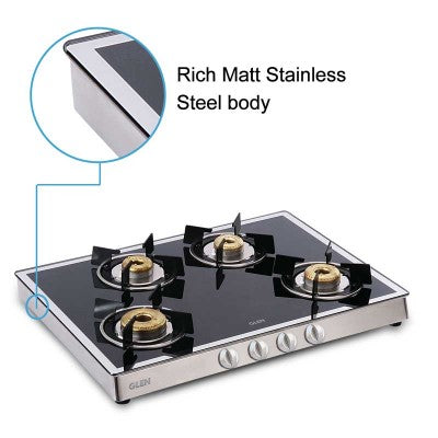 4 Burner Gas Stove Forged Brass Burner (CT1048GTFBM) + Auto Clean Chimney with BLDC Motor 90cm 1600 m3h (CH6052BLDCAC90)