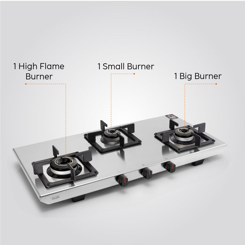 3 Burner Ultra Tuff Stainless Steel PNG Gas Stove with Forged Brass Burner (CT1053UTSSPN)