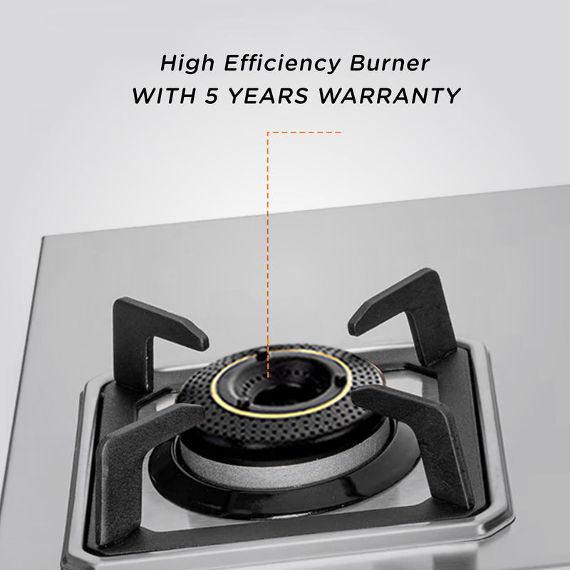 Ultra Tuff Stainless Steel LPG Gas Stove 3 Burner | 1 Jumbo Multi-Ring Forged Brass Burner | Manual Ignition | Removal Drip Trays | Warranty 2 Years Standard, 5 Years Burner | 1053UTDTSS