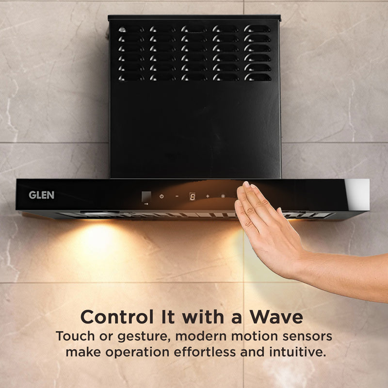 Wall Mounted Ductfree Kitchen Chimney Plug & Clear with Baffle filters 60cm 1100 m3/h -Black (CH6052DFMSBFBL60)