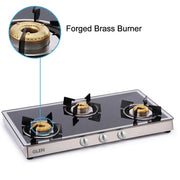 3 Burner Mirror Finish Glass Gas Stove