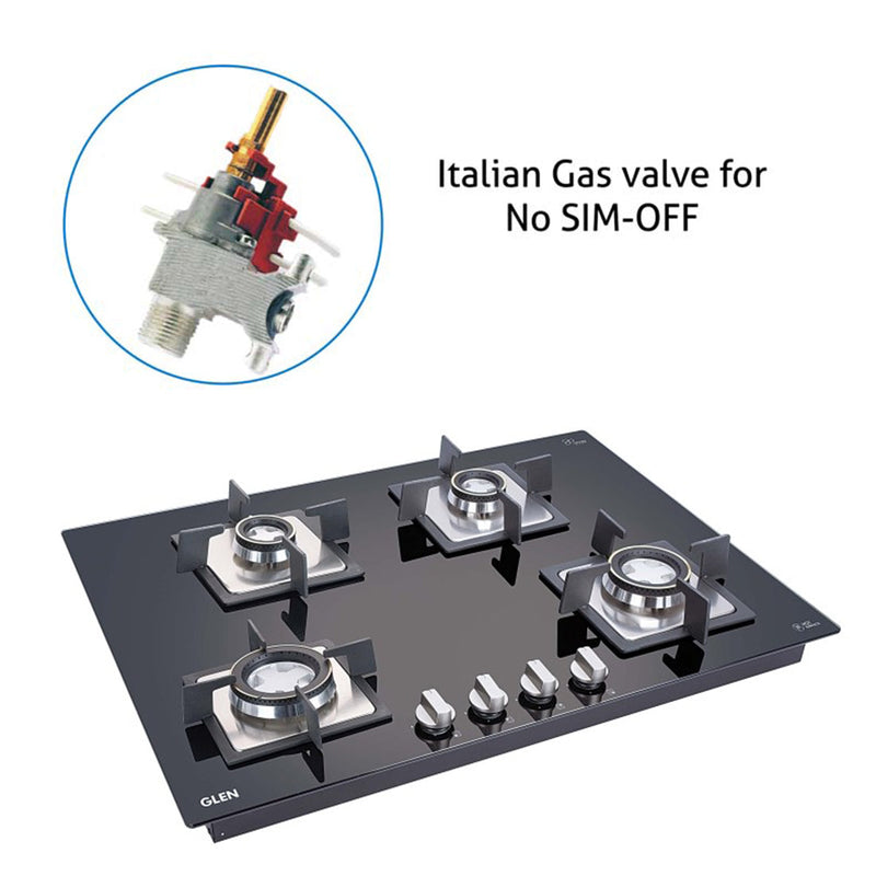 Glen 4/Burner BW Black Glass Hob Top 70