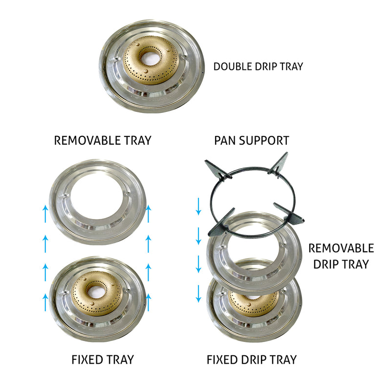 3 Burner Glass Gas Stove with High Flame Forged Brass Burner Double Drip Tray Black (CT1038GTFBDDBL) - Manual/Auto Ignition
