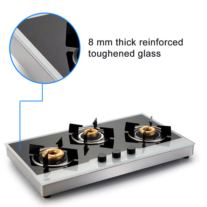 3 Burner Free Standing Hob with Forged Brass Burners Auto Ignition (1073 FSF BBW AI)