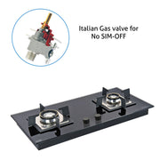 2 Burner Glass Hob with italian gas valve