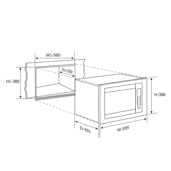 Built In Microwave with Grill 25Ltr Glass Finish (MO 675)