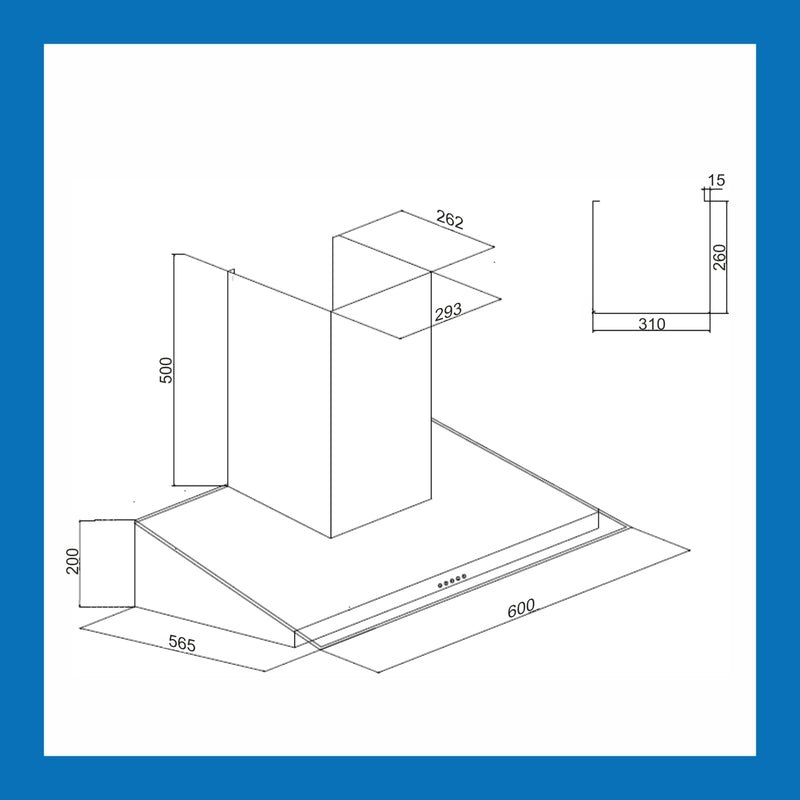 Designer Kitchen Chimney Black Glass Baffle filters 60cm 1000 m3/h -Black (6077 BL)