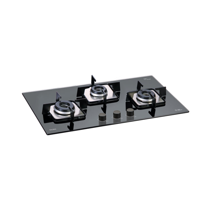 3 Burner Built in Glass Hob with Italian Double Ring Burners Auto Ignition (1073 SQ IN)