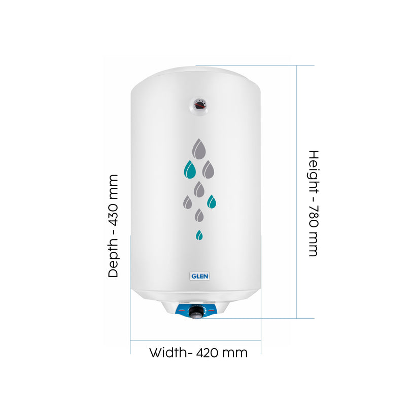 Water Heater 50 Litre 2000W 8 Bar Pressure Glasslined Element and Tank, Temperature control (7056)