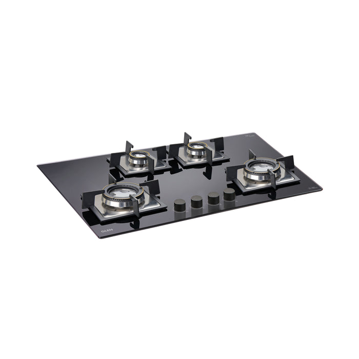 4 Burner Built-in Glass Hob with Forged Brass Double Ring Burner Auto Ignition (1074 SQ DB)