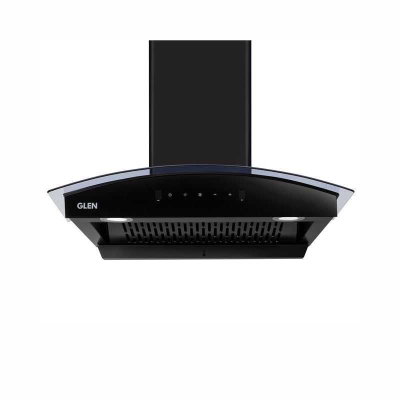 Auto Clean Chimney Curved Glass Filterless with Motion Sensor, 60/76/90cm 1200 m³/h -Black (6080 BL MS AC)