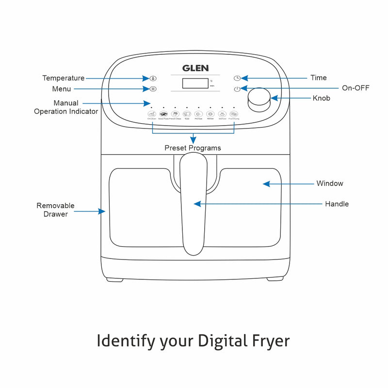 1350W digital air fryer dimensions
