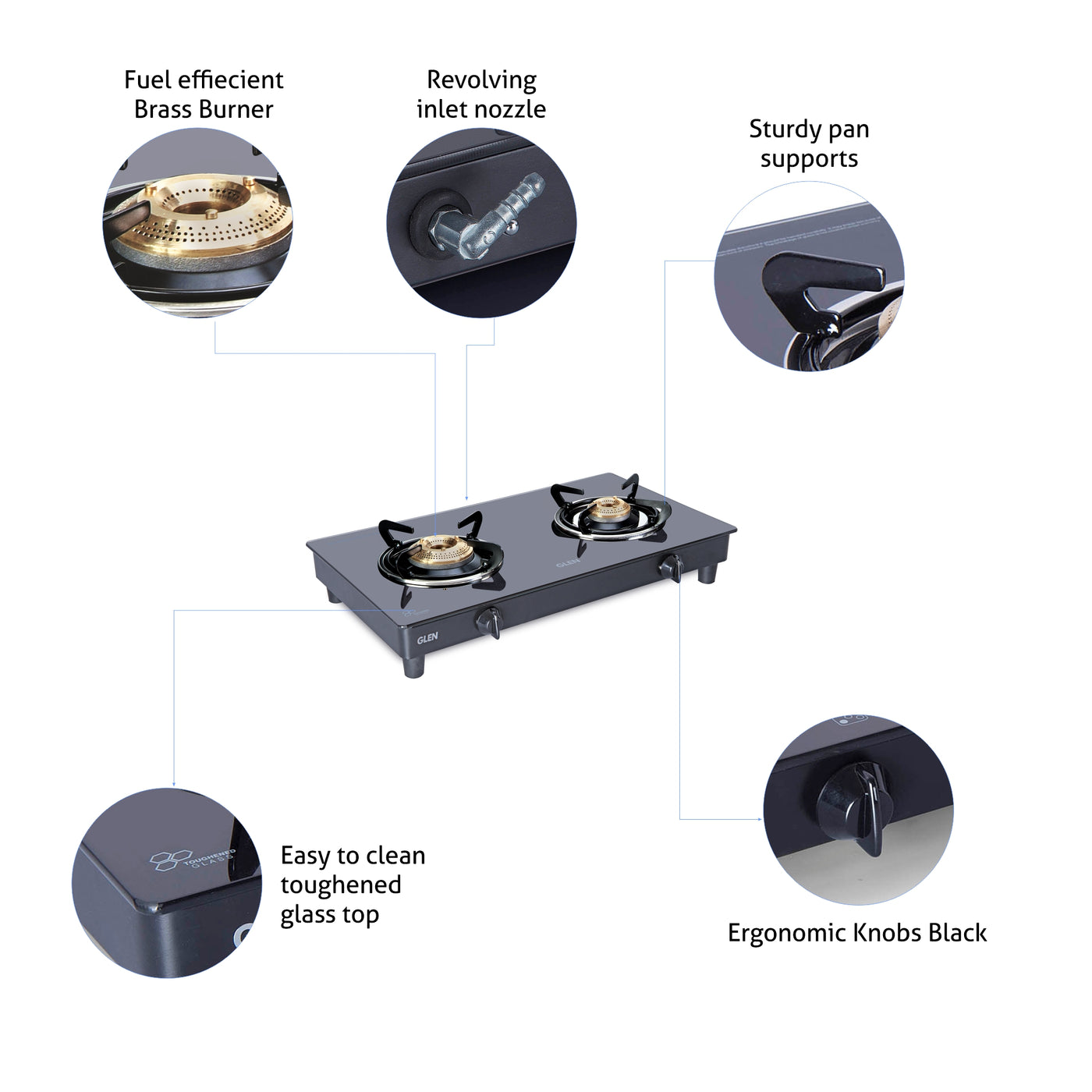 Buy Glen 2 Burner Glass Gas Stove 1021 GT HF BB BL Online at Best