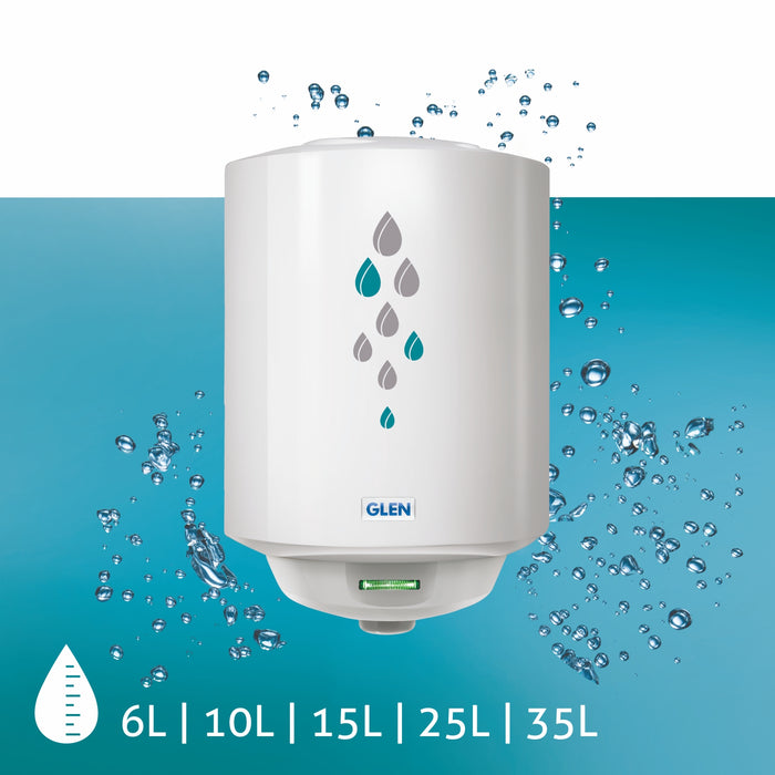 Water Heater 35 Litre 2000W 8 Bar Pressure Glasslined Element and Tank, Temperature control (7056)