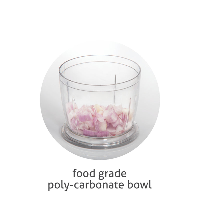 Electric Mini Chopper, Stainless Steel Blade, Vegetable, Nuts Chopper, 0.4 Litres Bowl, 200W - White (4041MC)