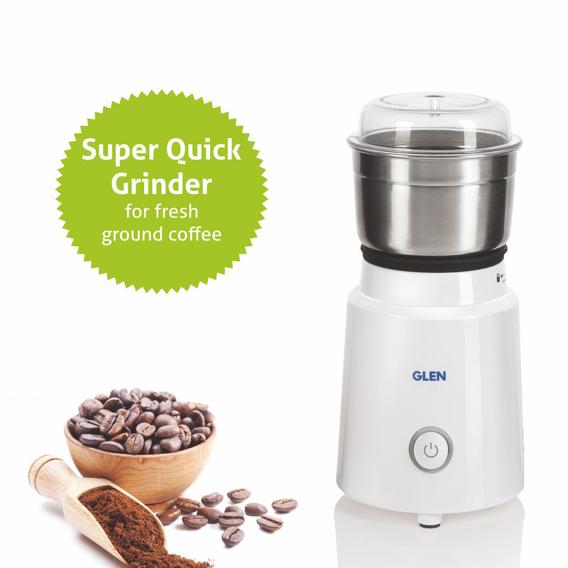 Electric Mini Grinder, 50gm SS Jar for Dry and Wet Grinding 350W - White (4045 NG)